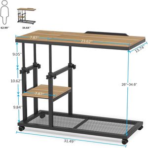 Tavolino a C Regolabile in Altezza, Tavolo Laterale Mobile per Casa e Ufficio, Tavolino da Caffè per Piccoli Spazi, Scrivania per Computer - Product Image 6