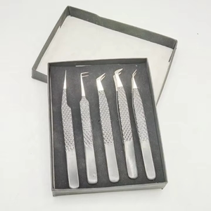 Juego de Pinzas para Extensión de Pestañas de Diseño Personalizado, Acero Inoxidable con Recubrimiento de Polvo Negro, Ligeras, Antibacterianas, para Cuidado Personal - Product Image 2