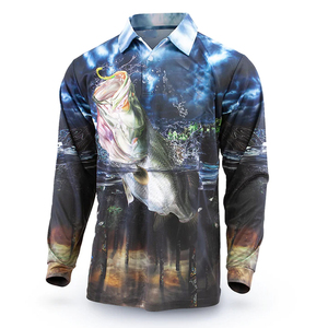 Chemise de pêche en polyester respirant anti-bactérien UPF 50, séchage rapide, protection solaire, vêtements de sport légers pour l'extérieur - Product Image 1