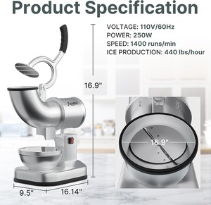 เครื่องไสน้ำแข็งไฟฟ้า, เครื่องบดน้ำแข็งใบมีดคู่สแตนเลส - Product Image 5