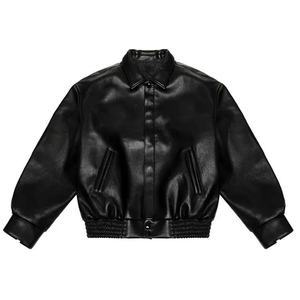 Chaqueta Clásica de Piel de Oveja para Hombre, Talla Grande, Estilo Bomber, Cuello Alto, Impermeable, Ecológica, Estilo Motero - Product Image 1