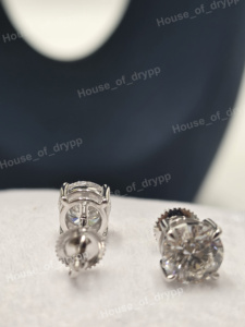 925 <b>Silver</b> Round Diamond <b>Stud</b> <b>Earrings</b> Claw Setting Classic Everyday Wear Unisex Jewelry - Product Image 4