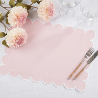 Serviettes en coton et lin rose de luxe de haute qualité, directement de l'usine, avec bord festonné pour mariage et décoration de table