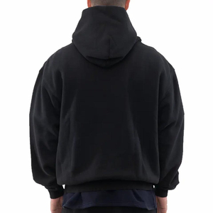 Sudadera con Capucha Corta de Lujo para Hombre, de Manga Larga, con Logotipo Personalizado, Negra, Lisa, de Gran Gramaje y Suave - Product Image 6
