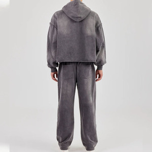 Unisex Brown Cotton Tracksuit <b>Hooded</b> Full <b>Zip</b> Sweatshirt And Pants Set With Printed Letters And Angel Design Streetwear Style - Product Image 5