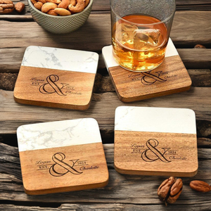 Modern Design Wooden Drink Coasters Set of 4 for Tea Cups <b>Coffee</b> Mugs Beer <b>Cans</b> Bar Tumblers and Water Glasses - Product Image 6