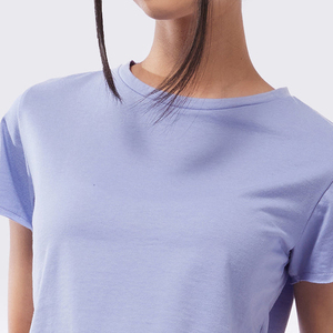 T-shirt court classique pour femme en mélange de coton doux, respirant, idéal pour l'été, tenue décontractée élégante et confortable, en promotion - Product Image 4