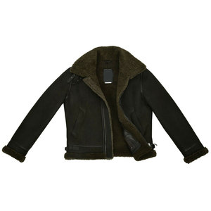 VORNEX INDUSTRY Latest Sheepskin <b>Shearling</b> Fur Bomber <b>Jacket</b> Green Grain Winter Eco-Friendly Real White Sheepskin <b>Men</b> - Product Image 2