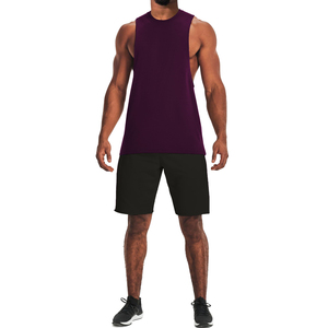 Camiseta sin Mangas para Hombre, Color Morado, Cuello Redondo, Color Sólido, Informal, Transpirable, Tejida, para Entrenamiento - Product Image 1