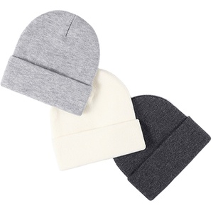 Bonnet d'hiver chaud doublé polaire noir blanc gris avec logo haut de gamme Bonnet en tricot pour bébés - Product Image 1