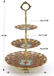 Soportes de Latón Vintage para Decoración de Pasteles y Postres, Herramientas de Alta Calidad con Diseño Floral, Tamaño Personalizable, de Tres Niveles - Product Image 3