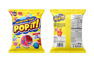 Bonbons gélifiés en gros, saveur fruitée, forme cube, sucré-acide, Popit Asteroid marron, 25g, emballage en sachet, meilleur prix Vietnam, OEM - Product Image 2