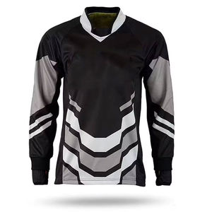 Camiseta de Fútbol para Hombre, Negra y Gris con Patrón Geométrico, Manga Larga, Transpirable, de Poliéster, Corte Regular, para Todas las Temporadas - Product Image 1
