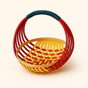 Cesta de Flores Colorida de Bambú, Estilo Bohemio, Hecha a Mano, Ecológica, Reciclable y Ligera, para Decoración del Hogar o Aniversarios - Product Image 1