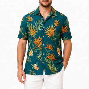 Camisa Hawaiana Blanca con Estampado Floral para Hombre, Nueva Llegada 2026, Venta al Por Mayor, Manga Corta, Transpirable, Casual, con Botones, para Playa - Product Image 5