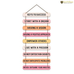Citations sur les clés du succès, support mural en bois MDF, décoration de bureau motivante, accent décoratif - Product Image 4