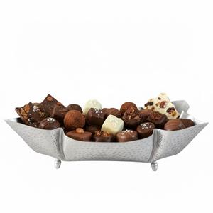 Plateau de service en métal martelé argenté de qualité supérieure pour chocolats et bonbons, idéal pour la décoration intérieure et comme support à desserts, prix usine - Product Image 1