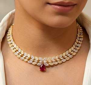 Precioso Juego de Collar y Aretes Clásicos Chapados en Oro de 18K, de Latón de Primera Calidad, con Piedras de Circonio, para Mujer, Ideal para Fiestas - Product Image 3