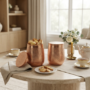 Handcrafted Engraved Copper Storage <b>Jar</b> with Lid Airtight Kitchen Canister Tea Coffee Sugar <b>Cookie</b> Container Wholesale OEM - Product Image 3