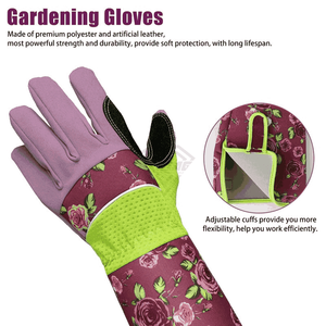 Custom Floral Rose Pattern <b>Long</b> Cuff Gardening <b>Gloves</b> Breathable Protective Work <b>Gloves</b> For Women Yard Garden OEM ODM - Product Image 3