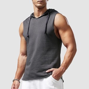 Hood Tank Top Men Custom <b>Sleeveless</b> Gym <b>Hoodie</b> Stringer Cotton Fitness Workout Sportswear Regular Fit Summer Breathable Quick - Product Image 3