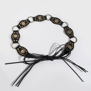 Ceinture vintage en cuir PU à rivets avec boucle ardillon en alliage, large et réglable, pour jeans, robes et tenues décontractées - Product Image 1