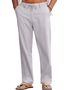 Pantalon décontracté pour homme en tissu peigné respirant, séchage rapide, écologique, avec cordon de serrage, coupe décontractée, mi-droite, été - Product Image 1