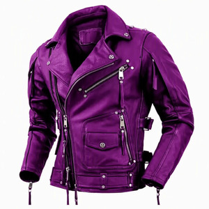 Veste de motard en cuir PU gris pour homme, col rabattu, fermeture éclair, coupe ajustée, manches classiques, style automne - Product Image 3