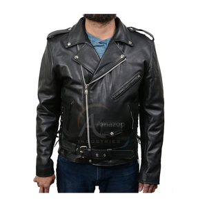 Mens Biker <b>Jacket</b> Leather Street Style Asymmetrical Zipper Fashion <b>Motorcycle</b> <b>Jacket</b> Custom OEM Supplier - Product Image 6