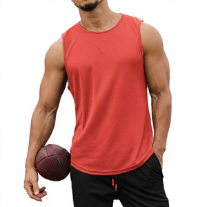 Men's <b>White</b> Sleeveless Knitted <b>Tank</b> <b>Top</b> O-Neck Breathable Quick Dry Sporty Solid Color 100% Cotton Gym Workout Casual - Product Image 3
