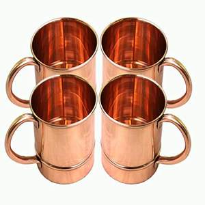Ensemble de tasses en cuivre pur, élégantes et fonctionnelles, écologiques, fabriquées à la main, motif uni, tasses en céramique pour boissons - Product Image 2