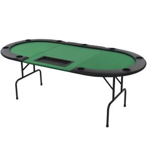 Table de poker en MDF vert et noir avec revêtement en cuir artificiel et acier pour le jeu - Product Image 2