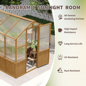 Invernadero tipo casa de flores de madera con ventilación de techo ajustable, estilo walk-in, desde almacén de EE. UU. - Product Image 4