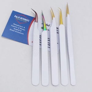 Venta al por mayor de pinzas de pestañas de acero inoxidable sostenible blanco recto volumen puntiagudo herramientas de extensión - Product Image 2