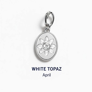 Colgante de Topacio Blanco Personalizado OEM al por Mayor, Amuleto Ovalado de Flor Chapado en Plata para Fabricación de Joyas DIY, Piedra de Nacimiento de Abril - Product Image 1