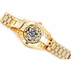 Luxe Women's Solid Yellow Gold Plated Lab Diamond Analog Quartz <b>Watch</b> Round <b>Case</b> Sapphire Crystal Deployment Clasp Dial <b>Watch</b> - Product Image 3
