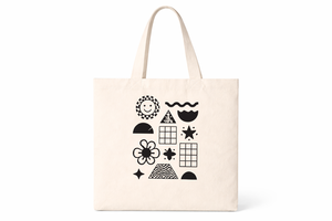AMANI 300gsm Cotton <b>Canvas</b> Tote Bag Open Long Handle Reusable Eco Shopping Bag Custom logo Minimalist <b>Abstract</b> Print Durable - Product Image 1