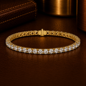 10K 14K <b>Solid</b> Gold Round Cut Lab Grown Diamond Tennis <b>Bracelet</b> DEF VVS Classic Prong Set Wedding <b>Bracelet</b> Fine Jewelry for Women - Product Image 1