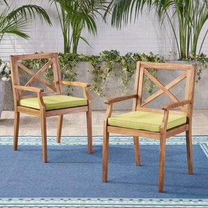 Set di 2 Sedie da Giardino PERLA con Cuscini Verdi per Cortile e Bordo Piscina - Product Image 2