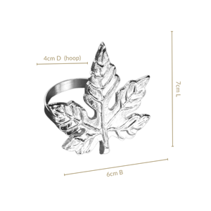 Juego de Anillos para Servilletas de Latón Puro de Estilo Clásico con Diseño de Hoja de Arce y Flor para Decoración de Mesa de Fiesta Navideña, Juego de 6 - Product Image 4