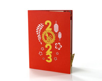 Gros Lucky Cat 3D popup salutation dans une carte vierge avec enveloppe et note du Vietnam HMG à Happy New Year Tet Holiday.