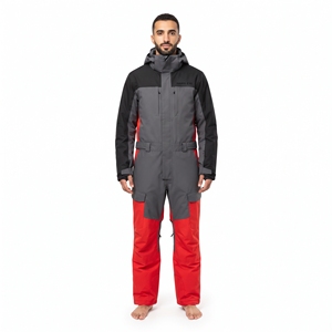 Traje de Snowboard Impermeable para Hombre Hawk Eye, Traje de Esquí Aislante, Transpirable y Resistente al Viento, Rojo Gris con Capucha y Cierre de Cremallera - Product Image 1