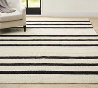 Tapis rayé fait main en jute 100% naturel, écologique, tissage plat, style bohème, tapis de designer, taille personnalisée