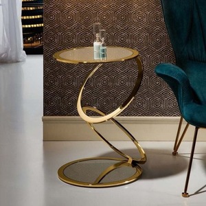 Table basse moderne avec plateau en marbre et verre trempé, cadre en laiton doré, design mid-century moderne pour le mobilier de salon - Product Image 5