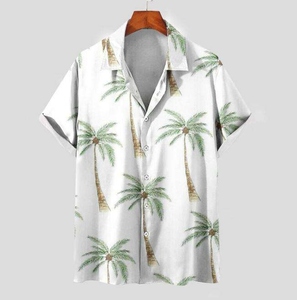 เสื้อเชิ้ตฮาวายแขนสั้นผู้ชาย ลายใบปาล์ม ระบายอากาศได้ดี ผลิตจากโพลีเอสเตอร์ เหมาะสำหรับวันหยุดฤดูร้อน - Product Image 2