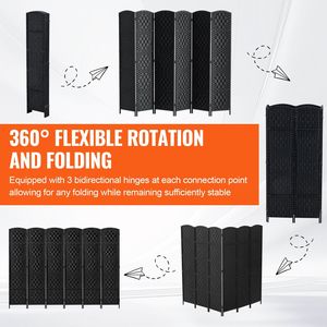 Paravento Divisorio Portatile a 6 Pannelli Intrecciato a Mano con Cerniere per Privacy e Comodità - Product Image 3