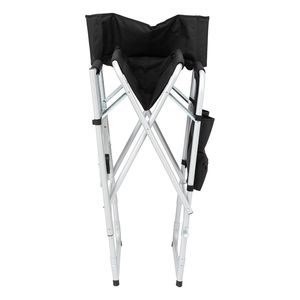 Sedia da Regista in Tubo di Ferro Bianco Argento 103*60*499cm, Capacità 120kg, Superficie in Tessuto Nero, Struttura in Ferro Verniciato a Spruzzo, Capacità 120kg - Product Image 3