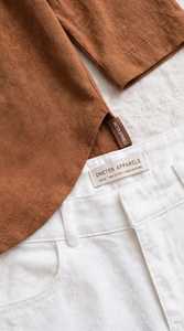 Oneten <b>Women</b> Casual Solid Brown Crew Neck Top And <b>White</b> <b>Shorts</b> Set 2 Piece Loose Fit Outfit - Product Image 5