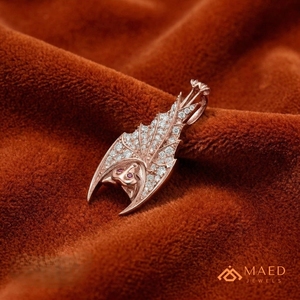 Collier pendentif en forme d'animal en argent plaqué or rose avec moissanite, bijou de luxe unisexe, cadeau - Product Image 2