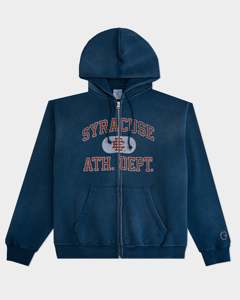 เสื้อฮู้ดซิปเต็มตัวสีน้ำเงินสำหรับผู้ชาย ผ้าฝ้ายฟลีซแบบปกติ สไตล์ลำลอง แฟชั่นทันสมัย ขายส่ง - Product Image 1
